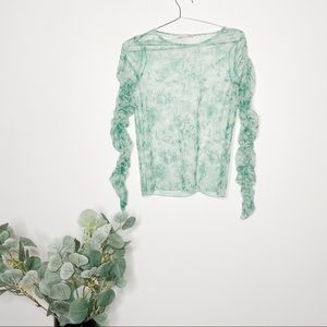 Zara Green Lace Floral Sheer Top